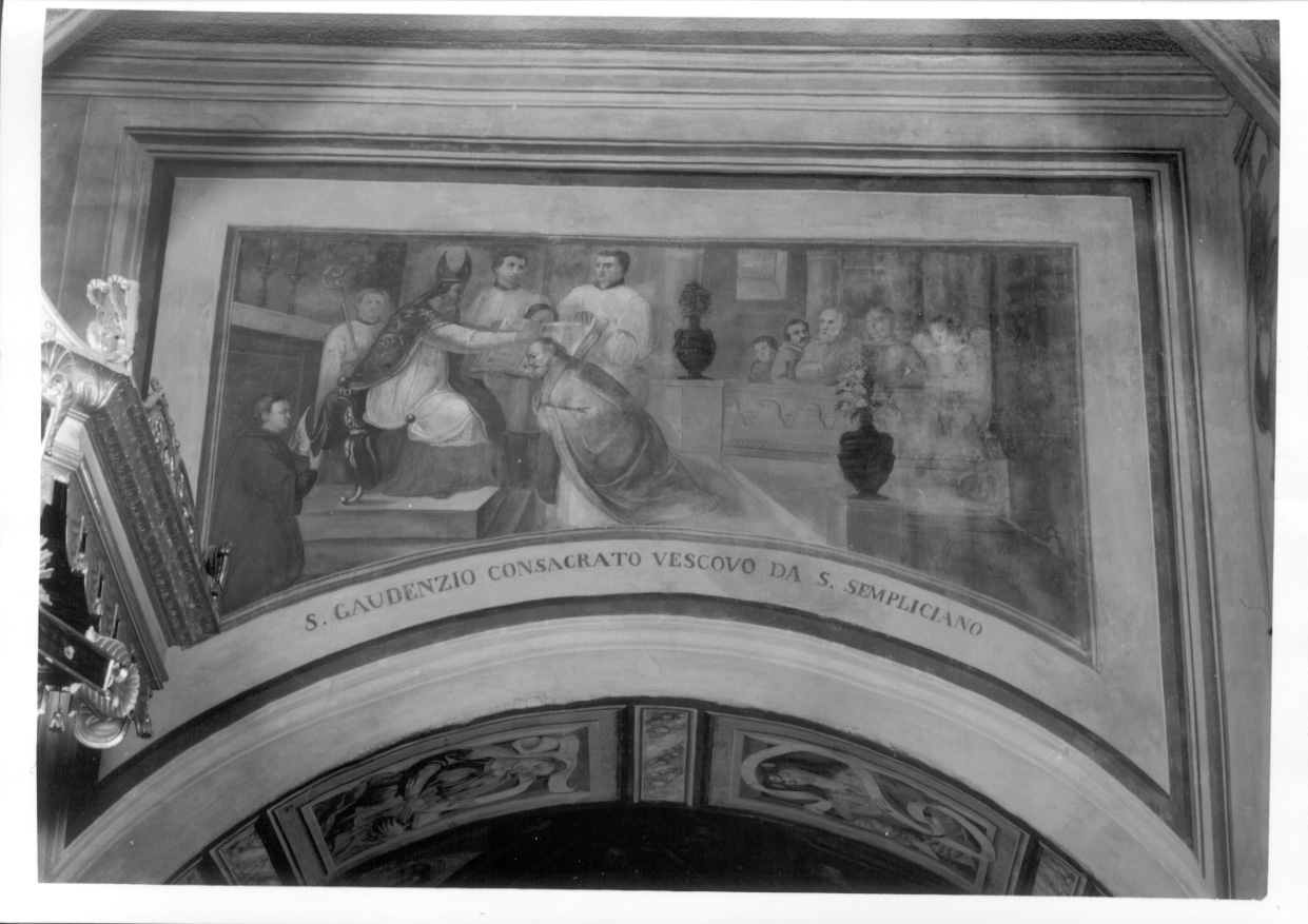 San Gaudenzio consacrato vescovo (dipinto, opera isolata) di Raineri Paolo (metà sec. XIX)