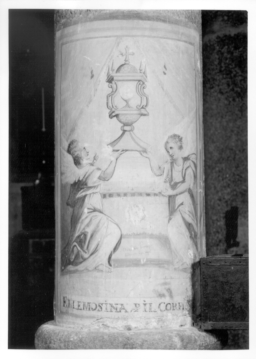 elemosina, angeli reggenti l'ostensorio (dipinto, opera isolata) di Bonardi Gian Maria (prima metà sec. XIX)