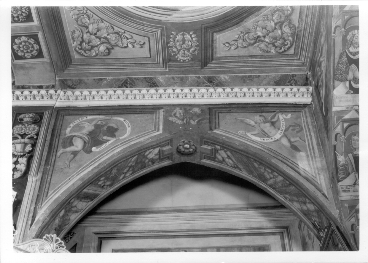 angioletti reggicartiglio e cherubini (dipinto, elemento d'insieme) di Bonardi Gian Maria (prima metà sec. XIX)