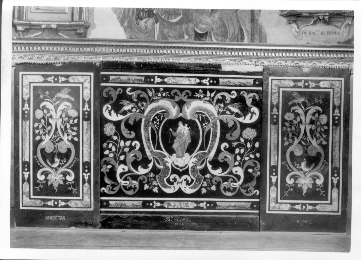 Madonna del Rosario (paliotto, opera isolata) di Pancaldi Giuseppe Maria - ambito lombardo (primo quarto sec. XVIII)