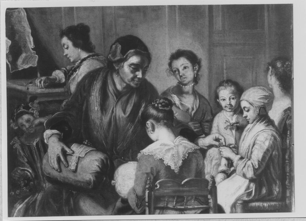 La maestra di cucito (dipinto) di Bonito Giuseppe (maniera) (seconda metà sec. XVIII)