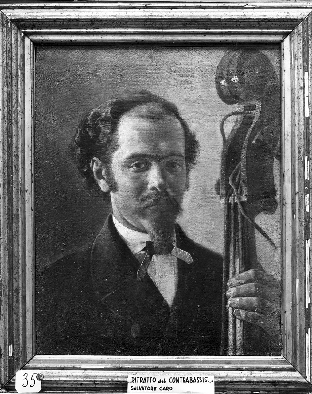 Ritratto del conotrobassista Salvatore Caro, ritratto d'uomo (dipinto, opera isolata) di Cefaly Andrea (sec. XIX)
