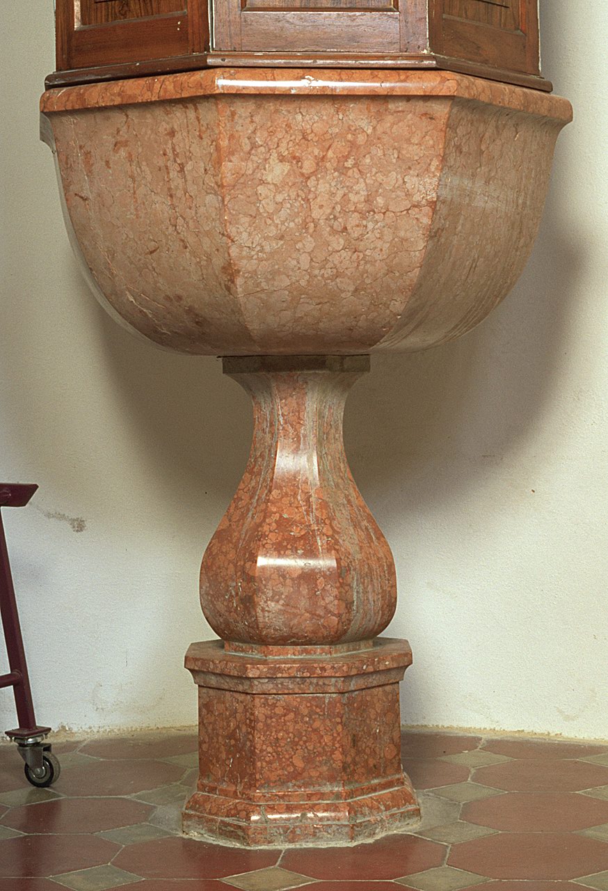 fonte battesimale - a fusto - manifattura ferrarese (sec. XVIII)