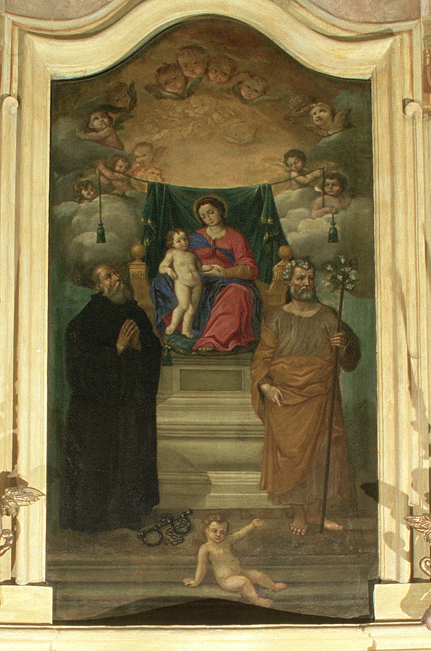 Madonna con Bambino in trono tra santi (pala d'altare) di Catanio Francesco Costanzo (seconda metà sec. XVII)