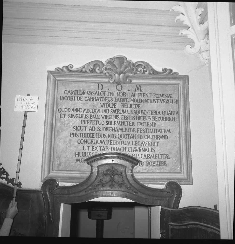 lapide celebrativa - bottega emiliano-romagnola (sec. XVII)