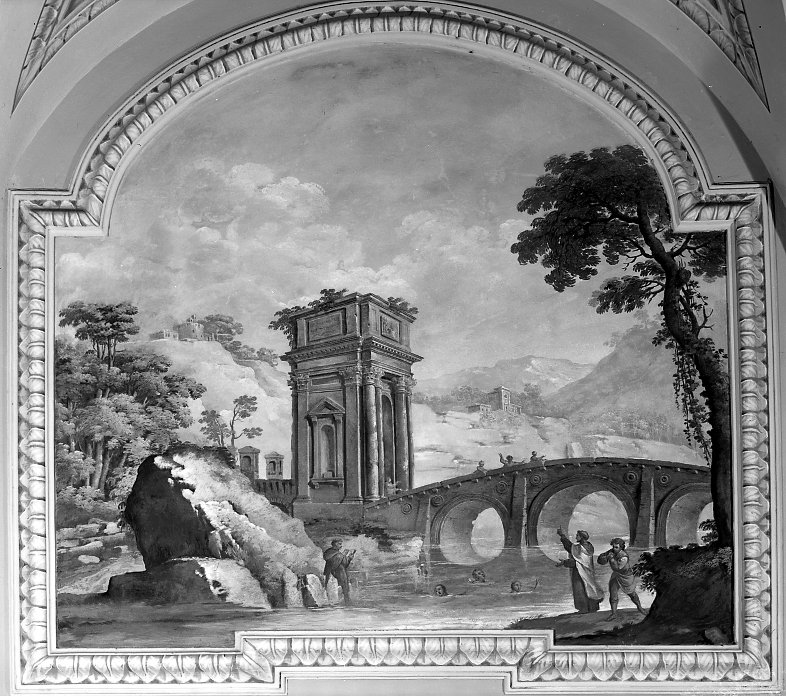 paesaggio con figure (dipinto, elemento d'insieme) di Dalla Nave Alessandro, Gottarelli Angelo (seconda metà sec. XVIII)
