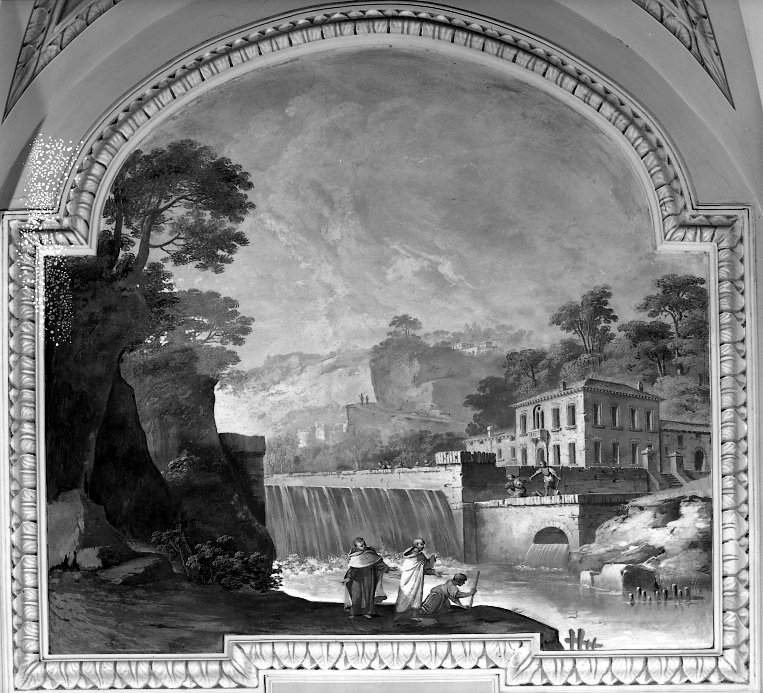 paesaggio con figure (dipinto, elemento d'insieme) di Dalla Nave Alessandro, Gottarelli Angelo (metà sec. XVIII)