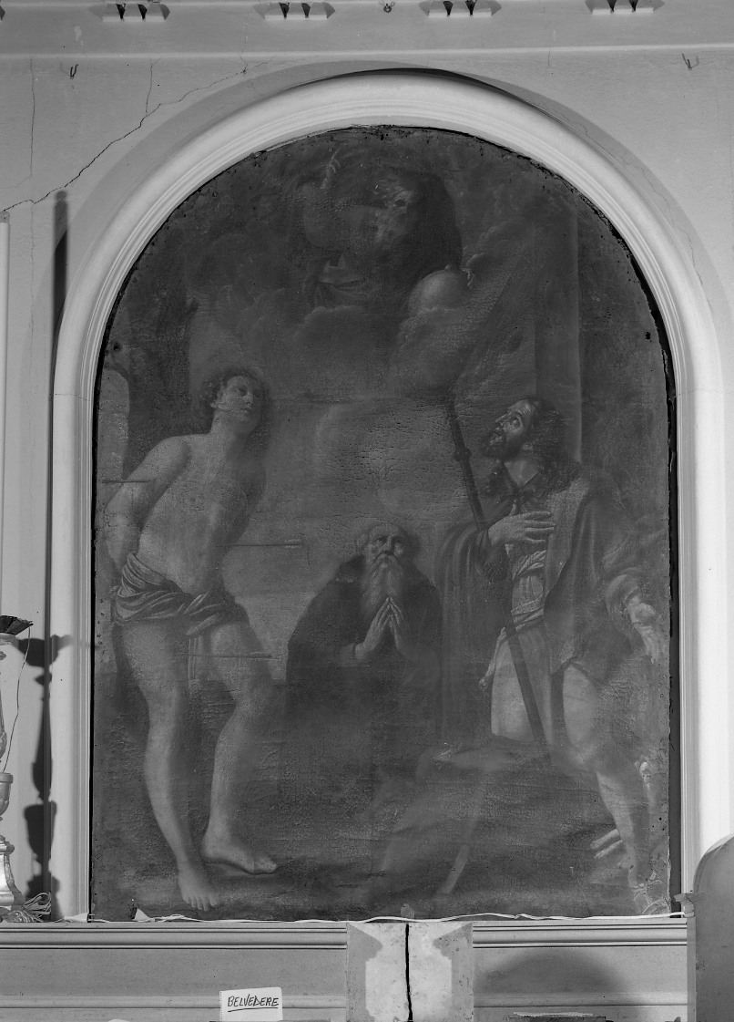 Dio Padre con San Sebastiano, San Rocco e Sant'Antonio Abate (dipinto) - ambito emiliano-romagnolo (prima metà sec. XIX)