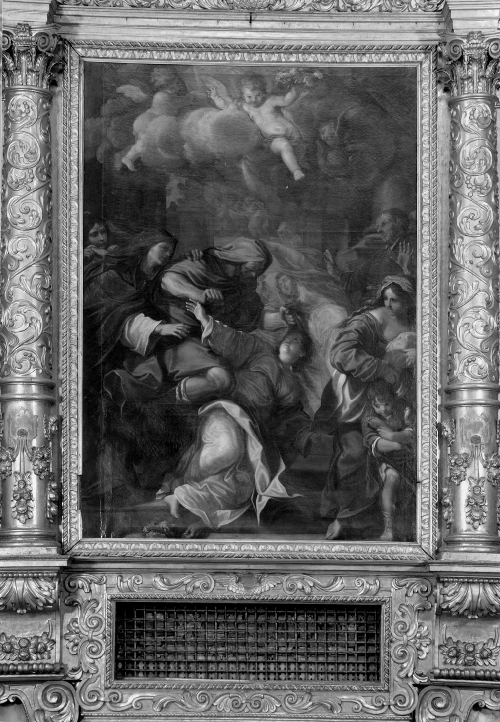 Santa Cristina aggredita dal padre (pala d'altare) di Canuti Domenico Maria (sec. XVII)