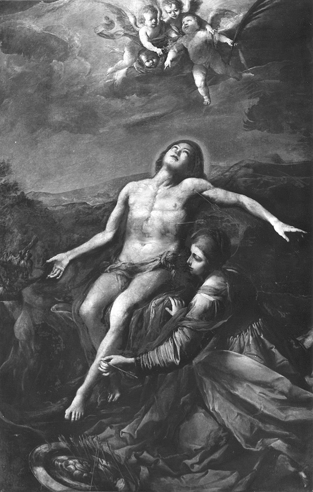 Irene toglie le frecce dal corpo di San Sebastiano (dipinto) di Donducci Giovanni Andrea detto Mastelletta (prima metà sec. XVII)