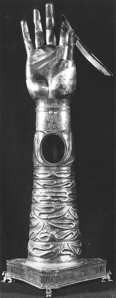 reliquiario antropomorfo - a braccio - ambito emiliano (fine/inizio secc. XV/ XVI)