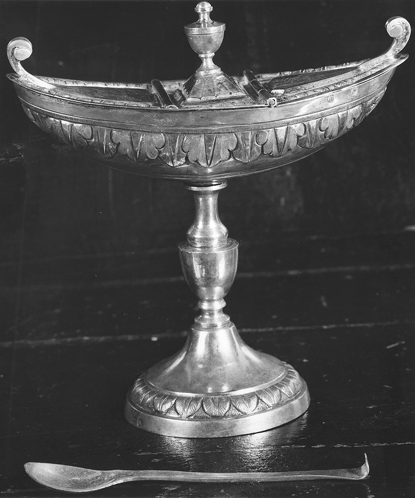 navicella portaincenso - a lucerna, elemento d'insieme - manifattura emiliana (sec. XIX)