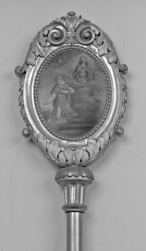 San Valentino in orazione della Madonna della Grada (emblema di confraternita) - manifattura emiliana (metà sec. XIX)