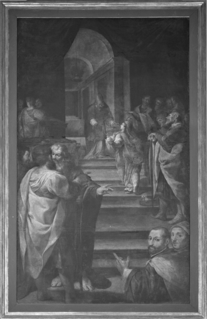 presentazione di Maria al tempio e due committenti (dipinto) di Procaccini Camillo (sec. XVI)