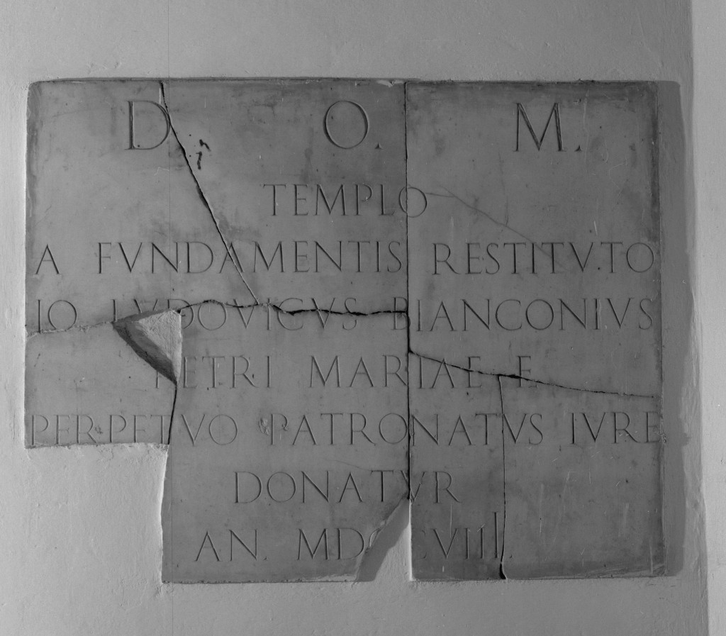 lapide celebrativa - manifattura bolognese (sec. XVIII)