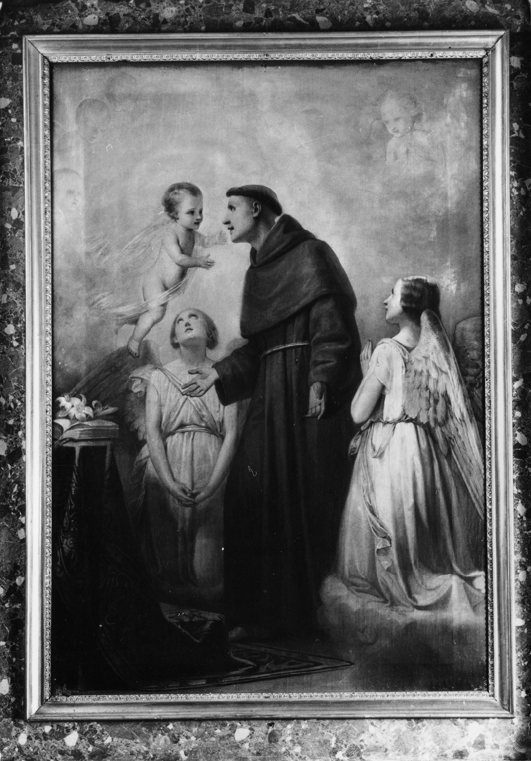 Sant'Antonio da Padova e Gesù Bambino (dipinto) di Guardassoni Alessandro (metà sec. XIX)