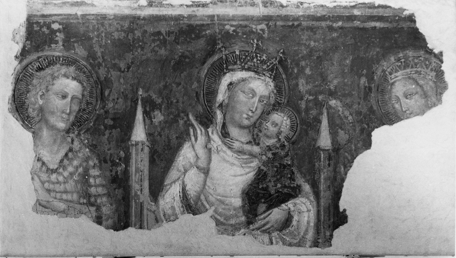 Madonna con Bambino e santi (dipinto, frammento) - ambito riminese (primo quarto sec. XIV)