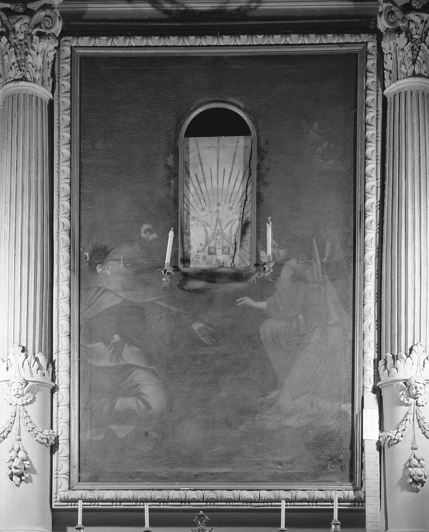 angelo e santo (dipinto) - ambito bolognese (sec. XVII)