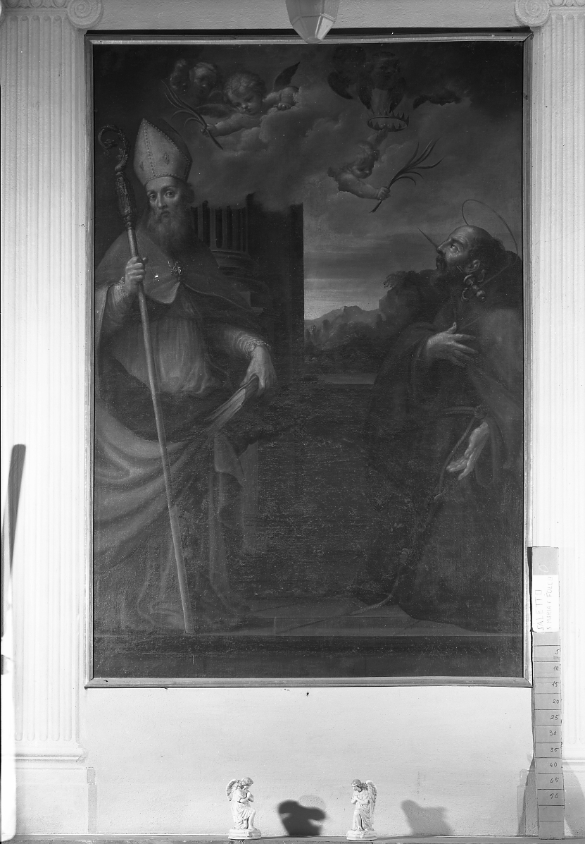 San Folco vescovo e un Santo martire (S. Martino?) (dipinto) di Sabatini Lorenzo detto Lorenzino da Bologna (maniera) (seconda metà sec. XVI)