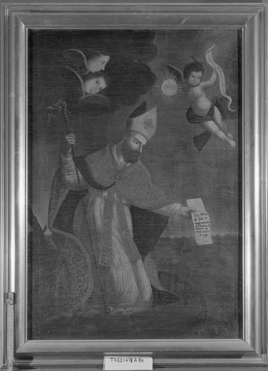Il miracolo del Po di S. Savino, Santo vescovo (dipinto) - ambito bolognese (sec. XVII)