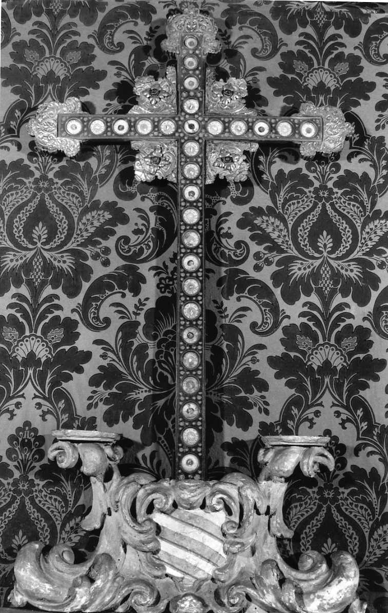 reliquiario - a croce - manifattura bolognese (prima metà sec. XVIII)