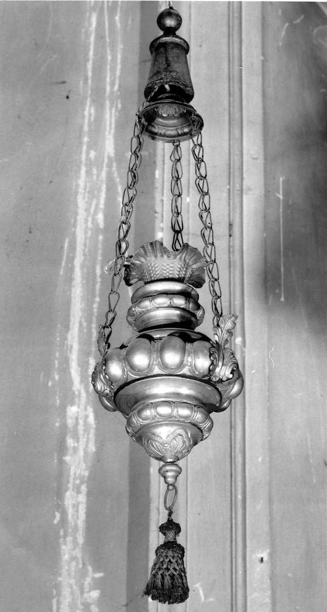 lampada pensile, coppia - manifattura emiliana (seconda metà sec. XIX)