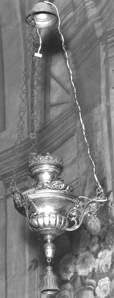 lampada pensile, coppia - manifattura emiliana (seconda metà sec. XIX)