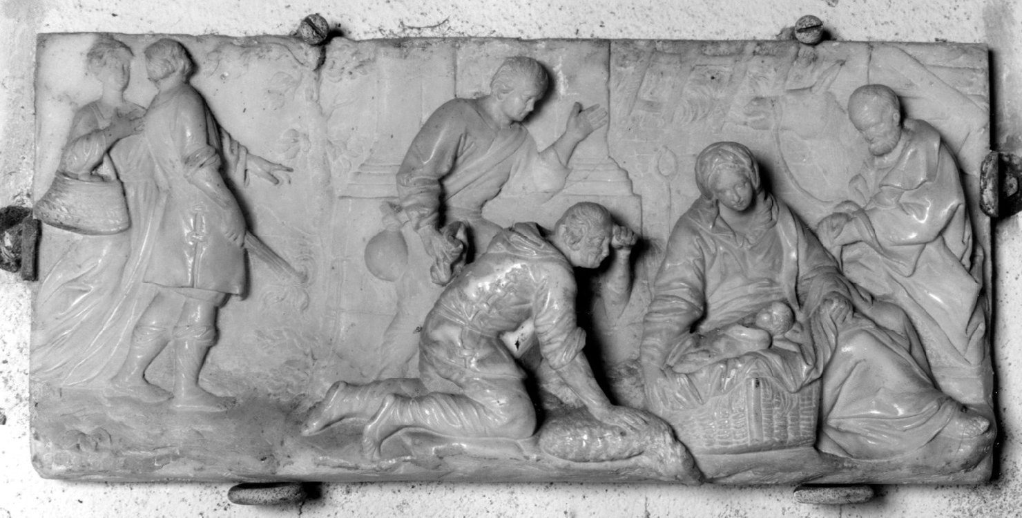 Adorazione dei pastori (rilievo) di Toselli Ottavio (attribuito) (prima metà sec. XVIII)