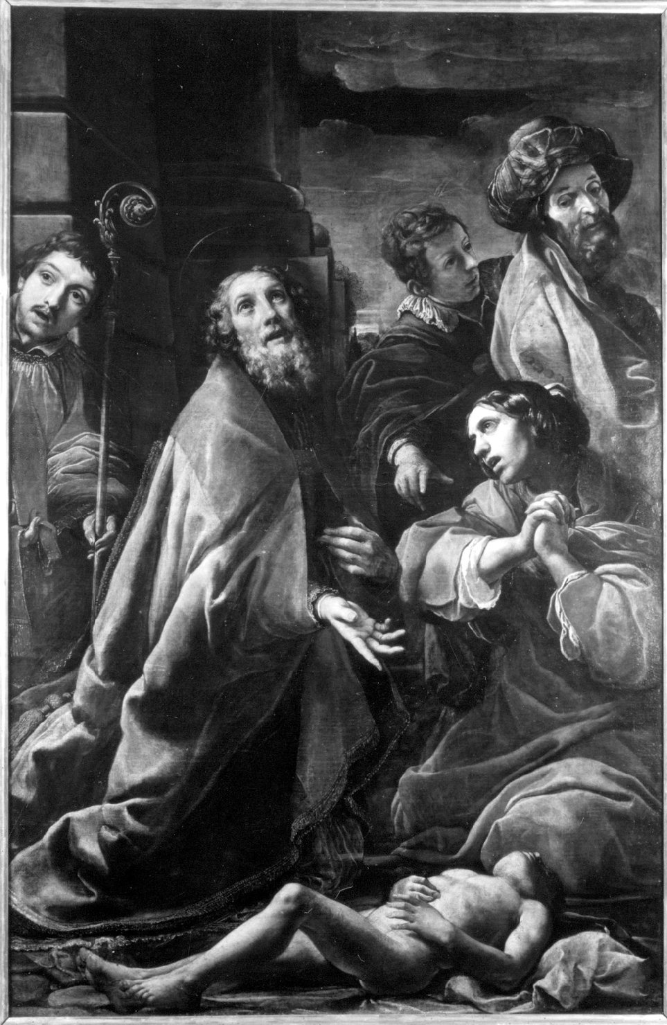 San Martino resuscita il figlio della vedova (dipinto) di Tiarini Alessandro (attribuito) (primo quarto sec. XVII)