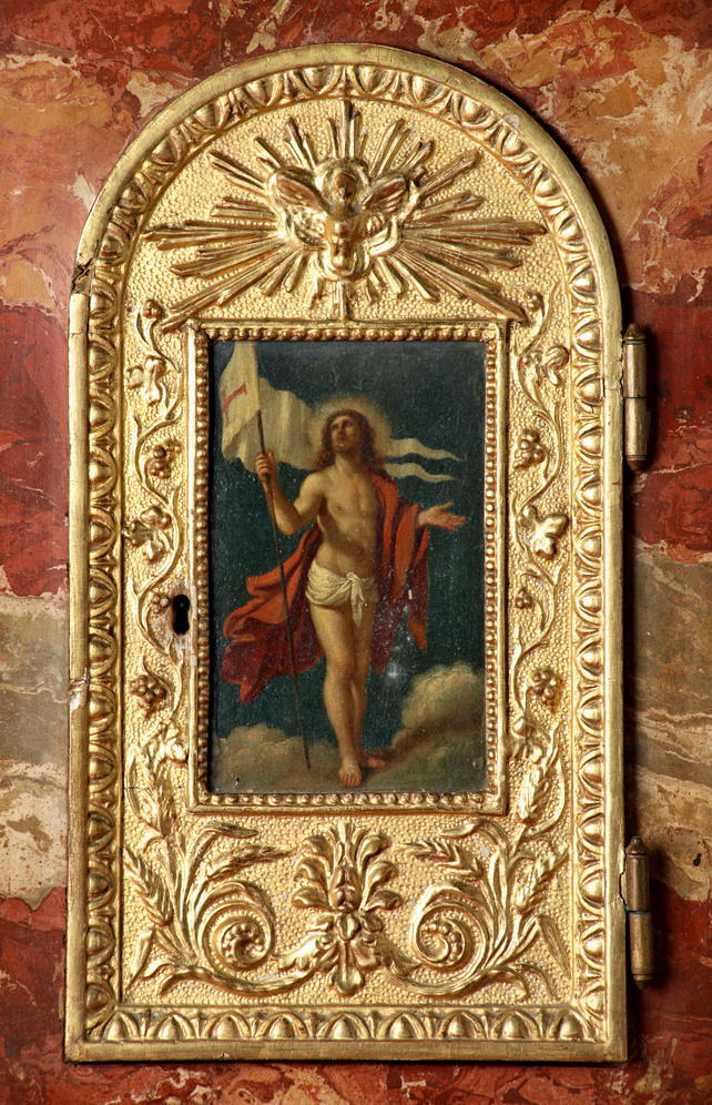 Cristo risorto (dipinto) di Varotti Giuseppe (cerchia) (seconda metà sec. XVIII)