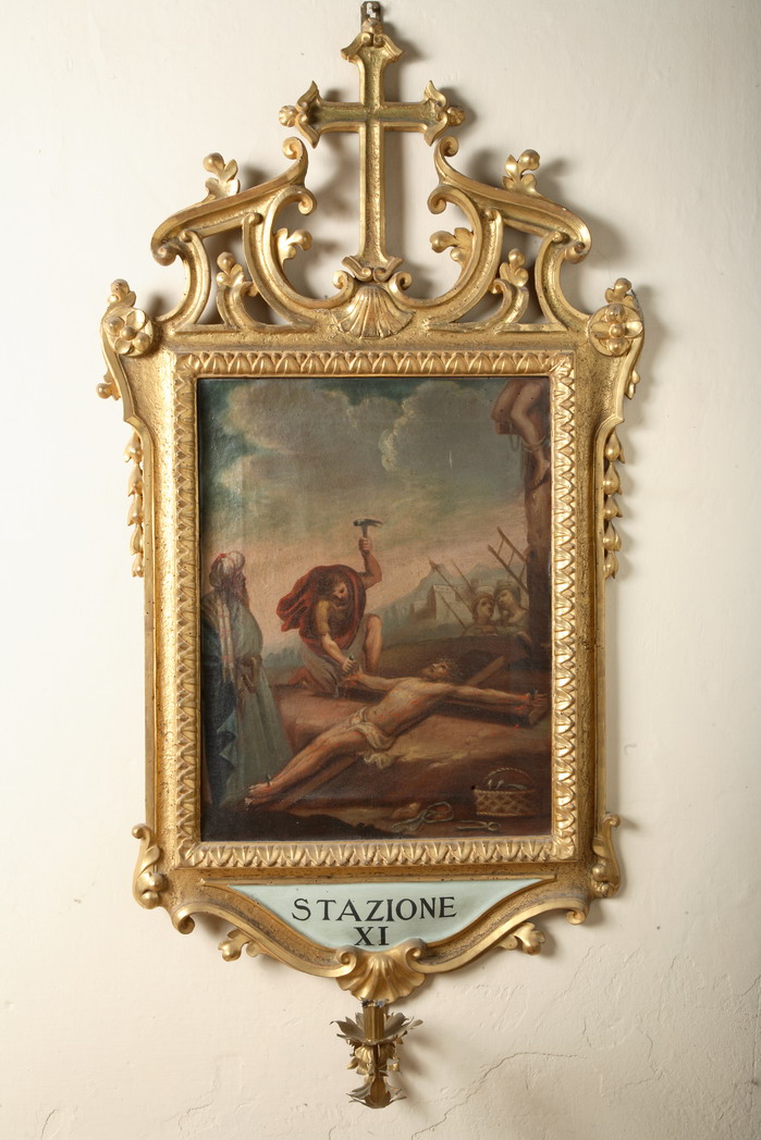 stazione XI: Gesù inchiodato alla croce (dipinto) - ambito emiliano (prima metà sec. XVIII)