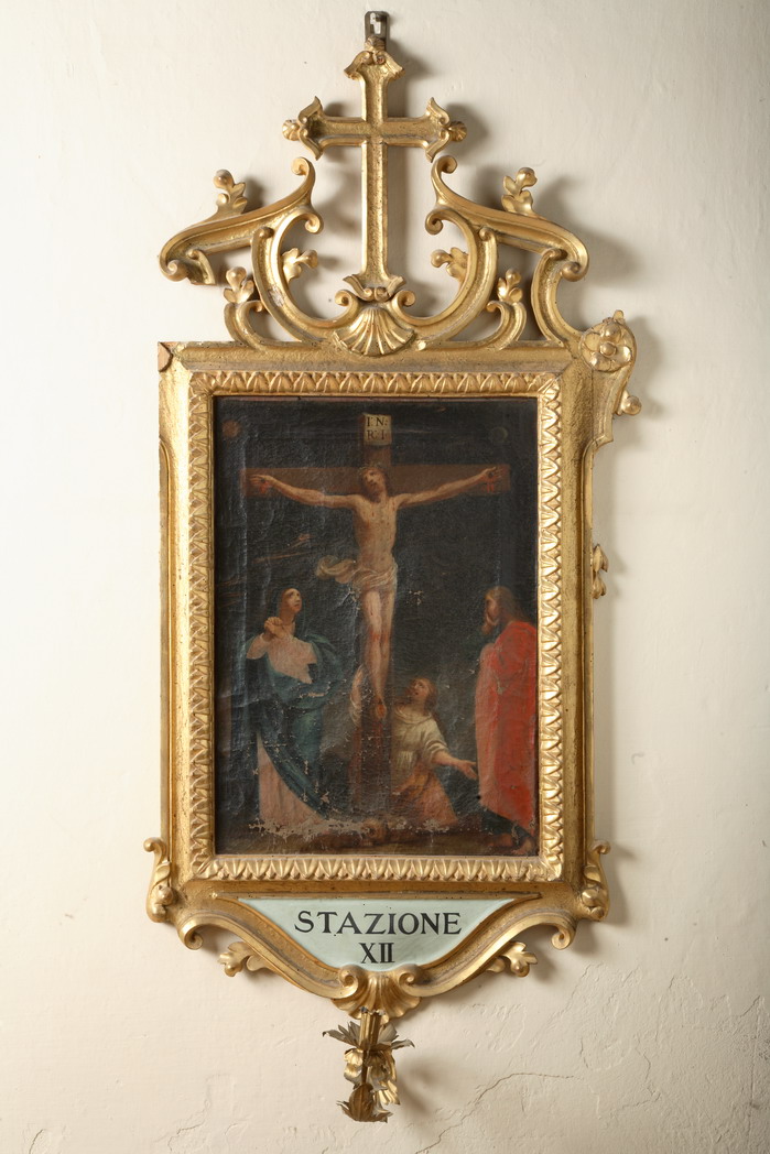 stazione XII: Gesù innalzato e morto in croce (dipinto) - ambito emiliano (prima metà sec. XVIII)
