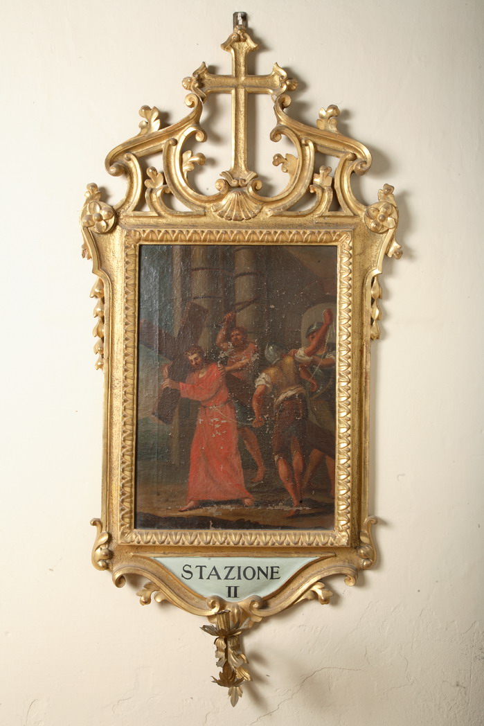 stazione II: Gesù caricato della croce (dipinto) - ambito emiliano (prima metà sec. XVIII)