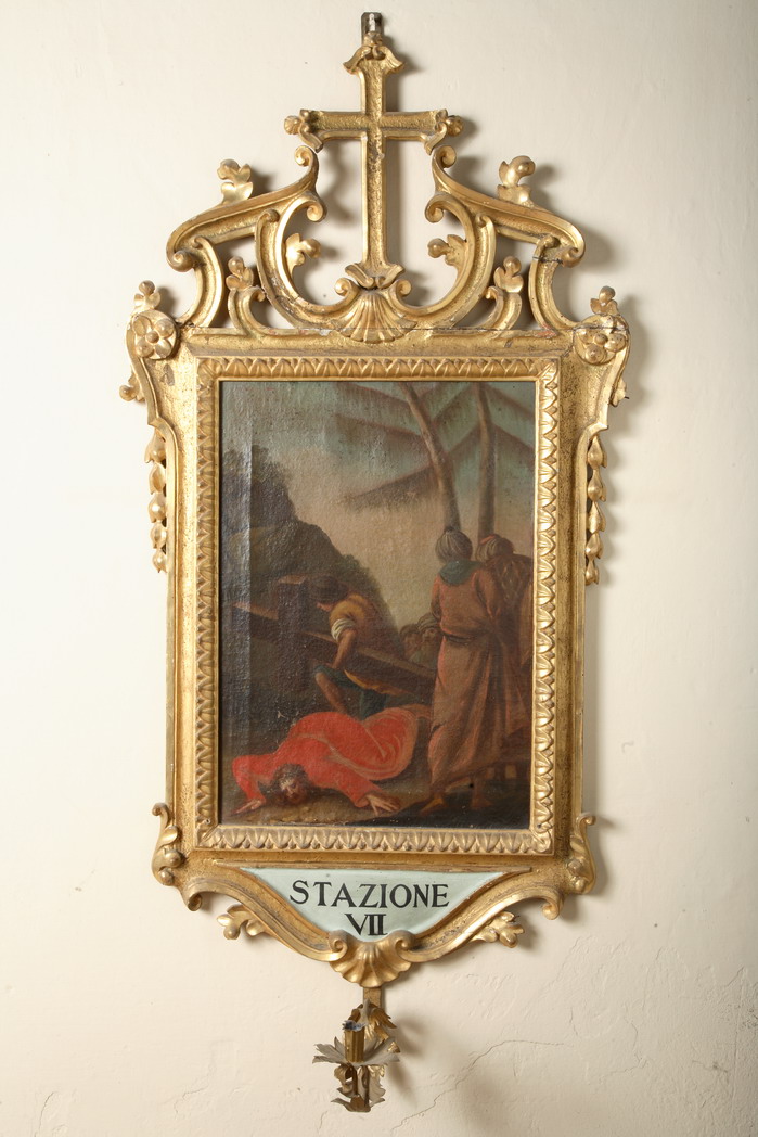 stazione VII: Gesù cade sotto la croce la seconda volta (dipinto) - ambito emiliano (prima metà sec. XVIII)