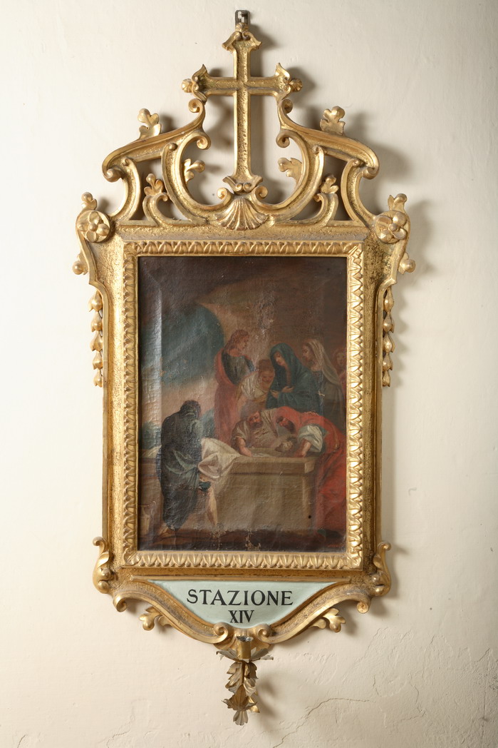 stazione XIV: Gesù deposto nel sepolcro (dipinto) - ambito emiliano (prima metà sec. XVIII)
