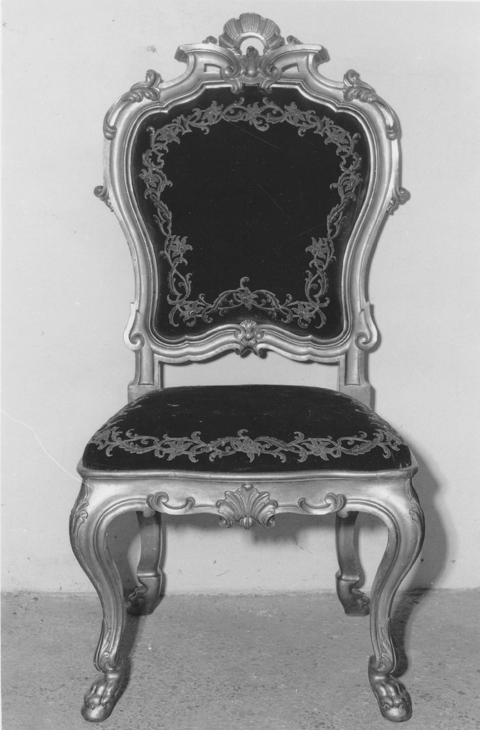 seggiola, elemento d'insieme - manifattura emiliana (sec. XVIII)