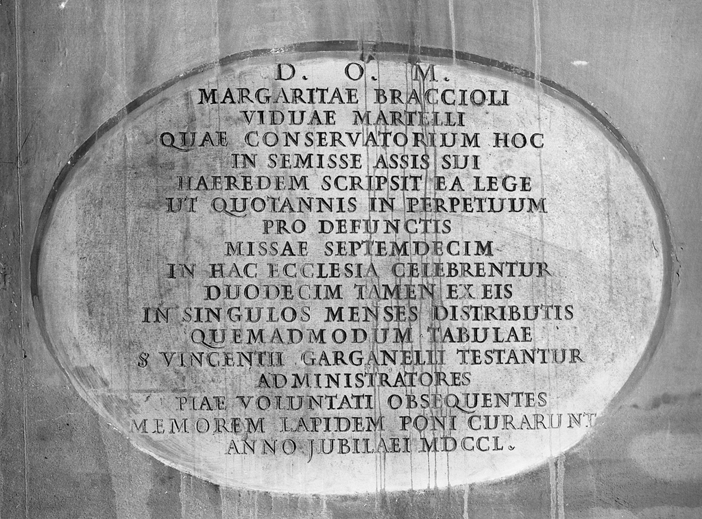 lapide commemorativa - manifattura bolognese (sec. XVIII)