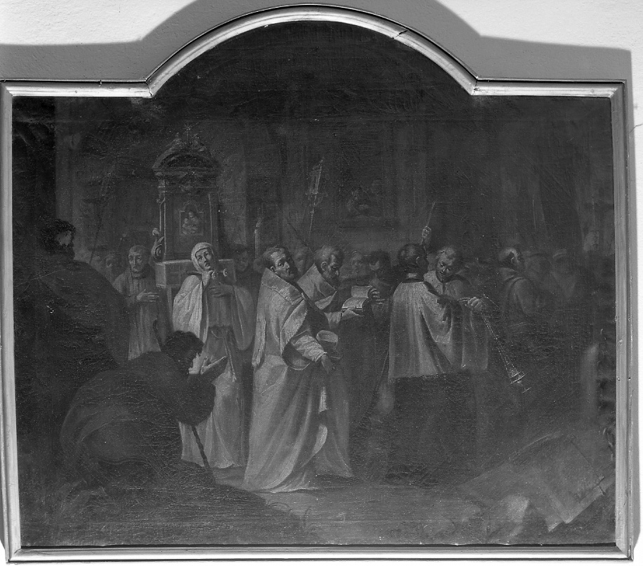 processione della B.V. delle Grazie del 4 agosto 1630 (dipinto, elemento d'insieme) di Righini Giuseppe (sec. XVIII)