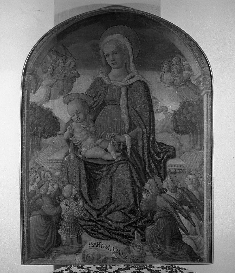 Madonna delle Grazie, Madonna in trono con Bambino (dipinto) di Pelosio Francesco (maniera) - ambito veneto-emiliano (terzo quarto sec. XV)