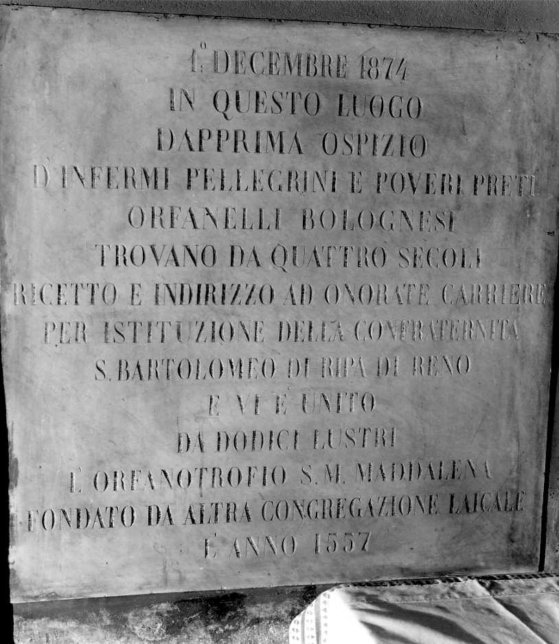 lapide commemorativa - manifattura bolognese (sec. XIX)