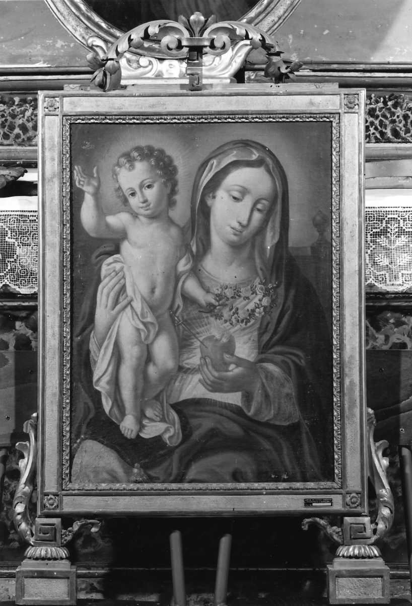Madonna con Bambino e Sacro Cuore (quadro d'altare) - manifattura bolognese (secc. XVIII/ XIX)