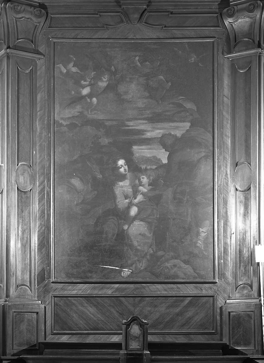 riposo nella fuga in Egitto (dipinto) di Scarsella Ippolito detto Scarsellino (sec. XVII)