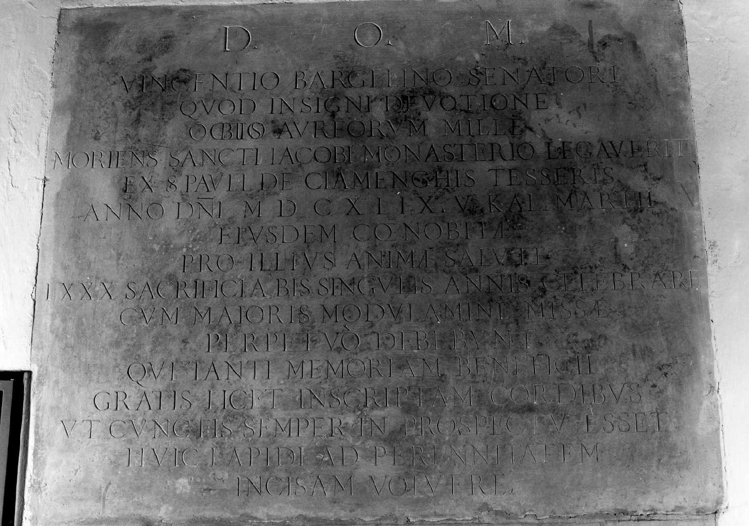 lapide prescrittiva - ambito bolognese (sec. XVII)