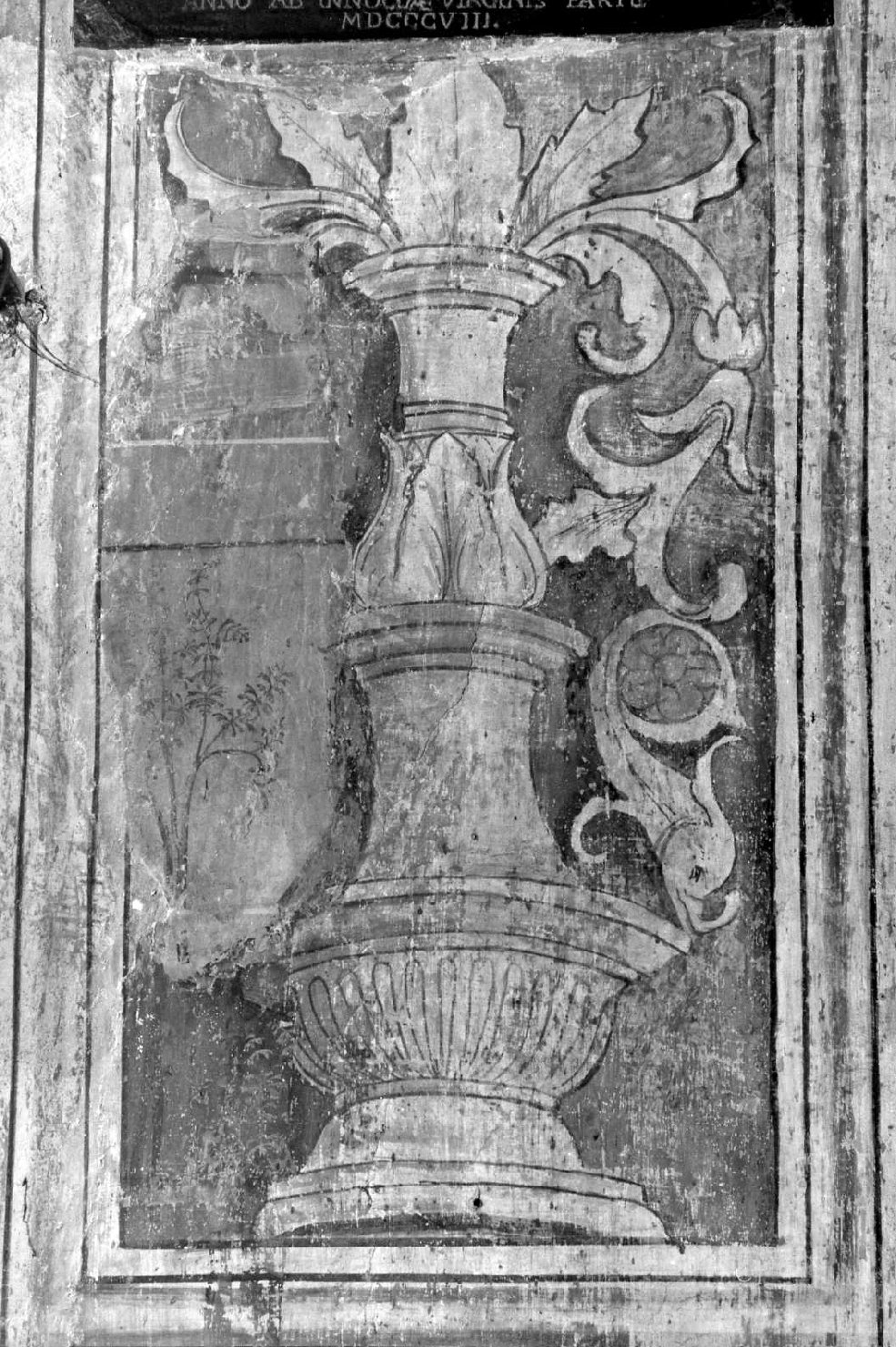 candelabra a motivi vegetali (dipinto) - ambito bolognese (sec. XV)