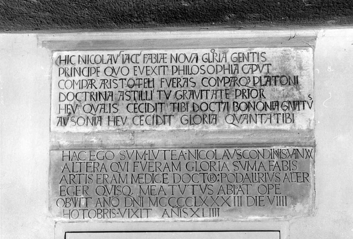 lapide celebrativa - ambito bolognese (sec. XV)