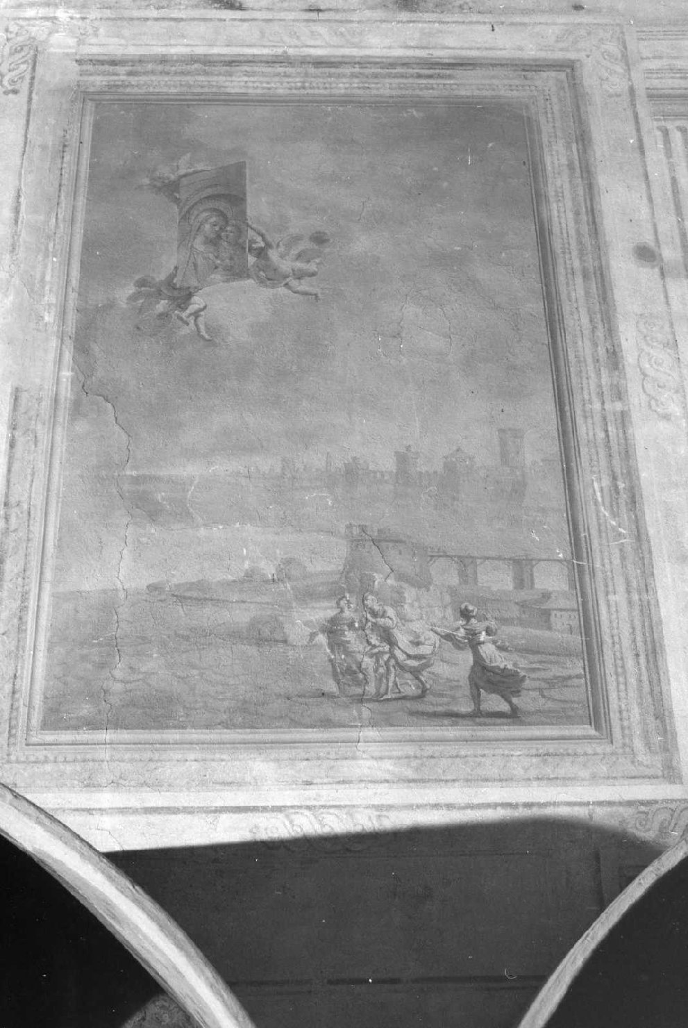 Madonna del Buonconsiglio arriva a Genazzano (dipinto) di Galli Antonio detto Antonio Bibiena (sec. XVIII)