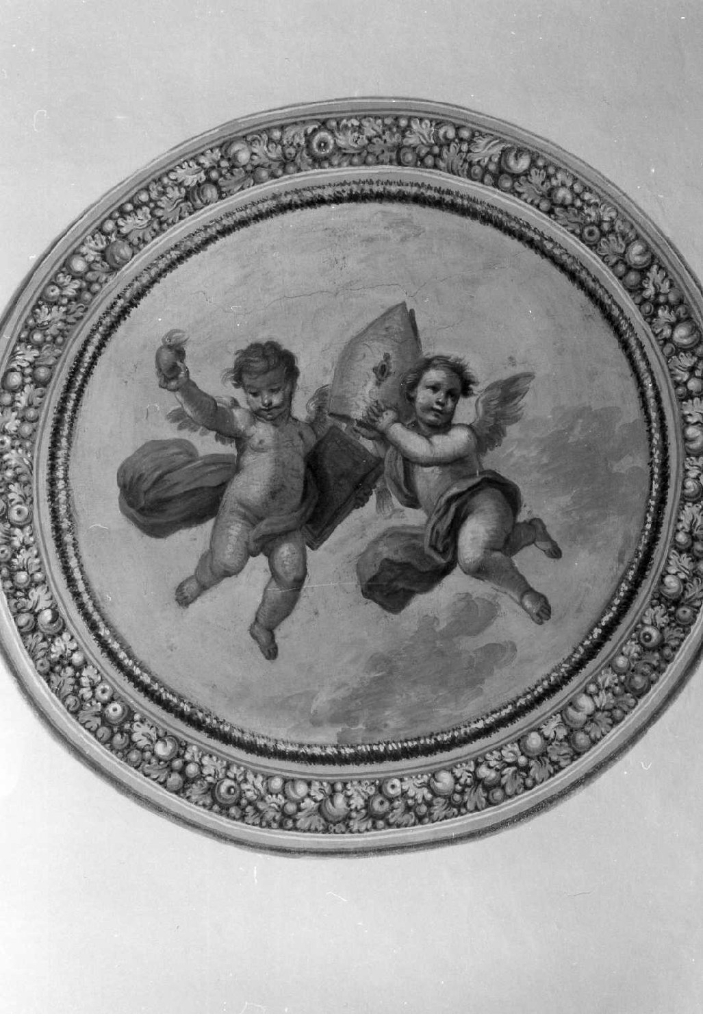 due angeli con i simboli agostiniani (dipinto) - ambito bolognese (prima metà sec. XVIII)