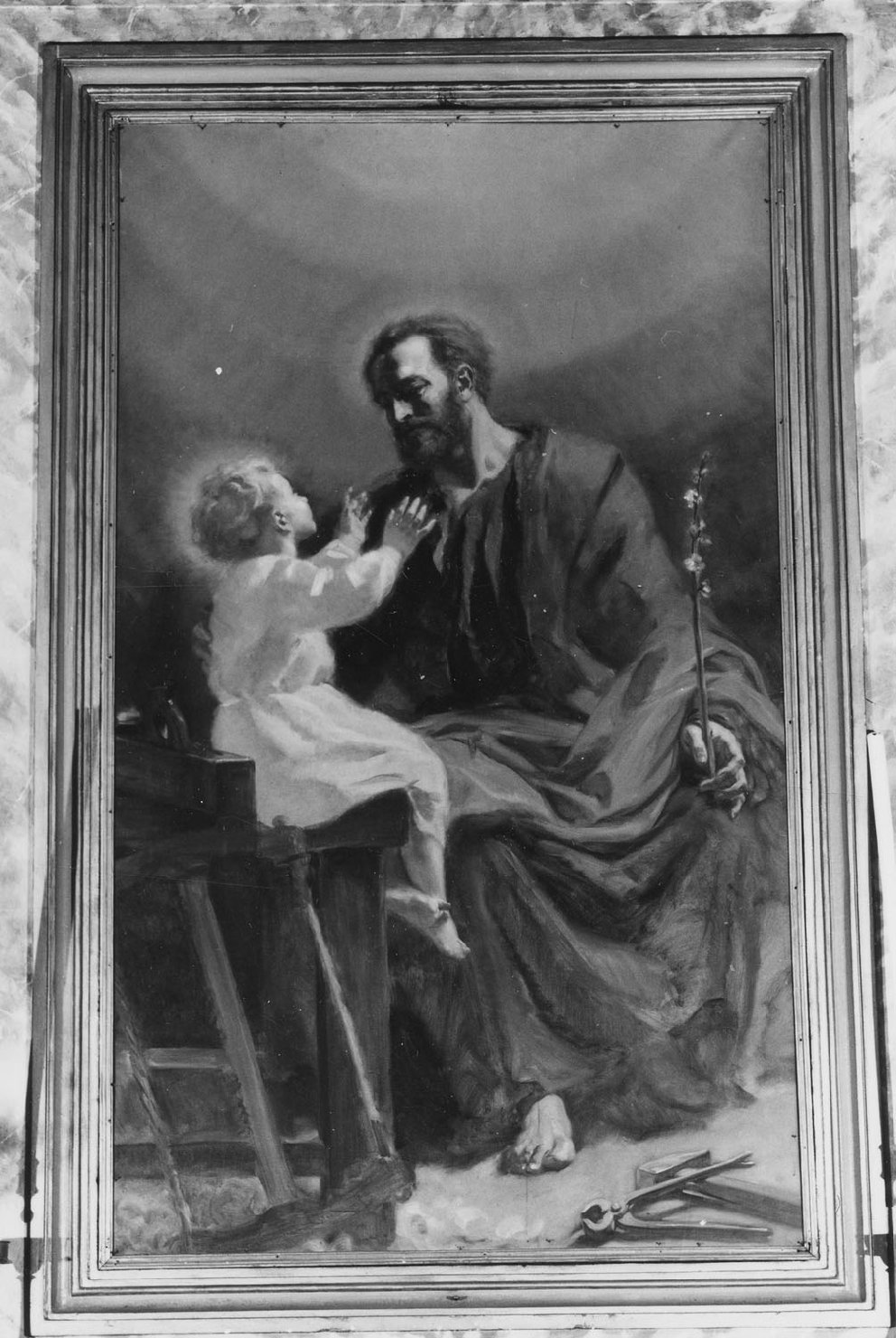 San Giuseppe con Gesù Bambino (dipinto, opera isolata) di Montevecchi Amleto (sec. XX)