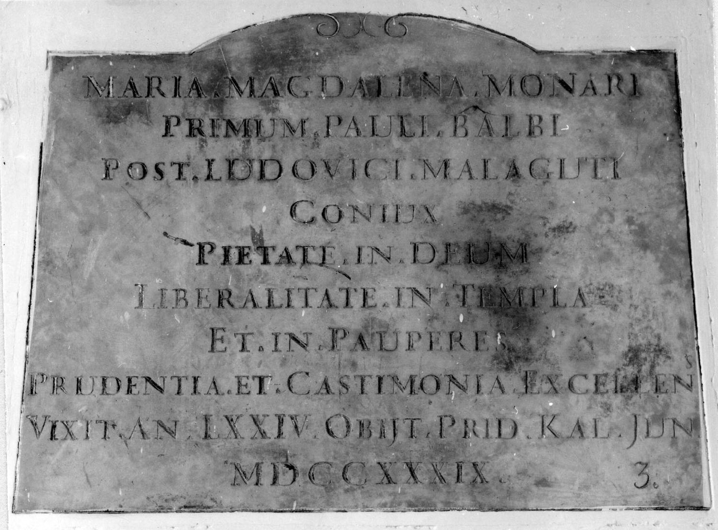 lapide, opera isolata - bottega emiliana (secondo quarto sec. XVIII)