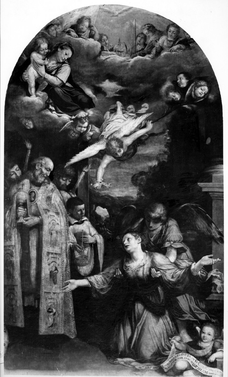 Santo Stefano comunica Santa Lucilla (dipinto) di Franchi Lorenzo (sec. XVII)